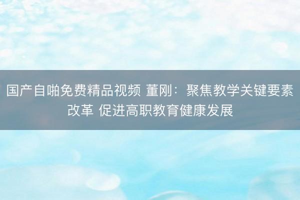 国产自啪免费精品视频 董刚：聚焦教学关键要素改革 促进高职教育健康发展