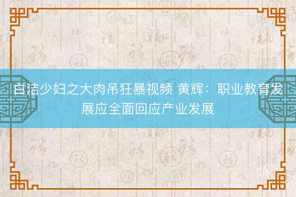 白洁少妇之大肉吊狂暴视频 黄辉：职业教育发展应全面回应产业发展