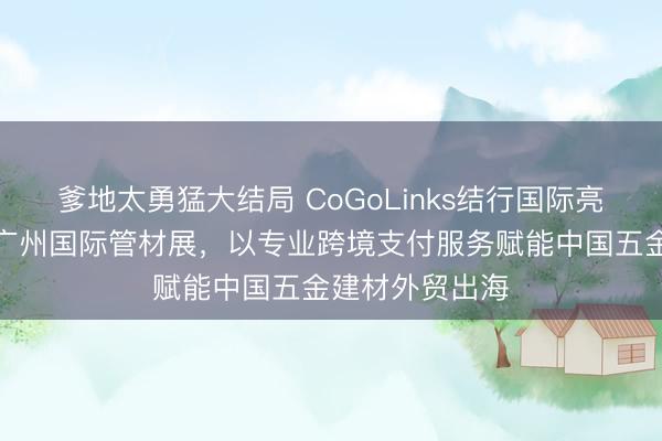 爹地太勇猛大结局 CoGoLinks结行国际亮相第二十六届广州国际管材展,以专业跨境支付服务赋能中国五金建材外贸出海