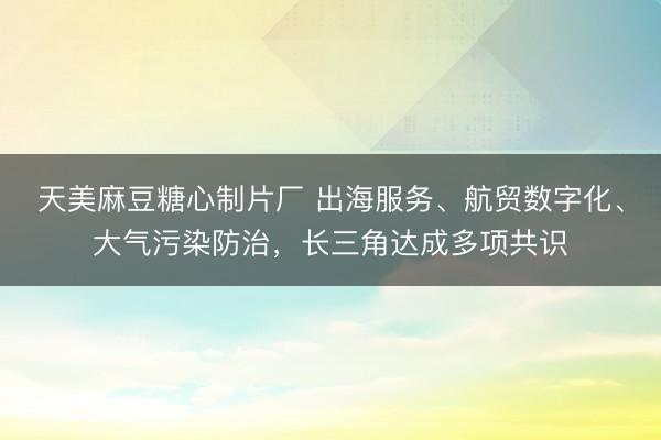 天美麻豆糖心制片厂 出海服务、航贸数字化、大气污染防治，长三角达成多项共识