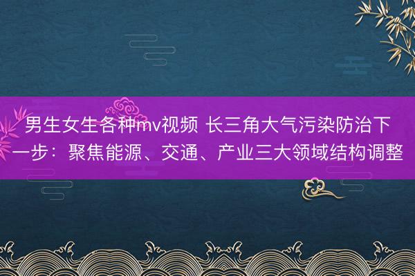 男生女生各种mv视频 长三角大气污染防治下一步：聚焦能源、交通、产业三大领域结构调整