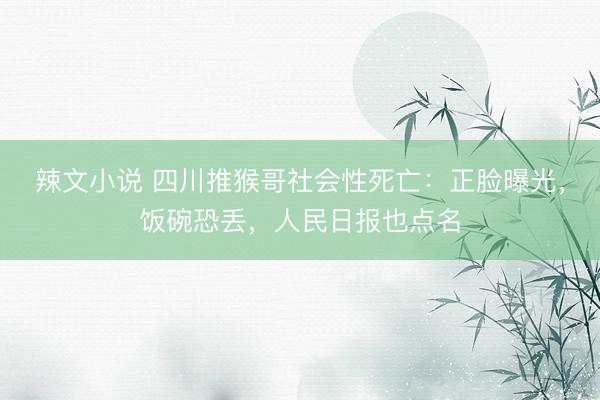 辣文小说 四川推猴哥社会性死亡:正脸曝光,饭碗恐丢,人民日报也点名