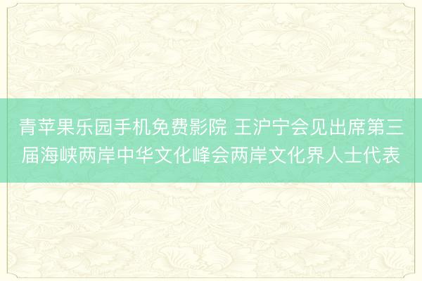 青苹果乐园手机免费影院 王沪宁会见出席第三届海峡两岸中华文化峰会两岸文化界人士代表