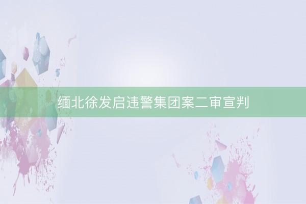 缅北徐发启违警集团案二审宣判