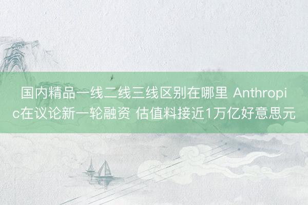 国内精品一线二线三线区别在哪里 Anthropic在议论新一轮融资 估值料接近1万亿好意思元