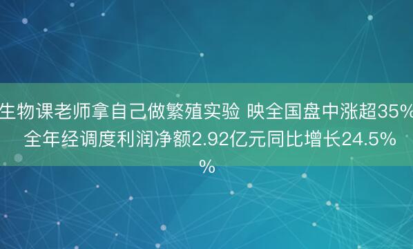 生物课老师拿自己做繁殖实验 映全国盘中涨超35% 全年经调度利润净额2.92亿元同比增长24.5%