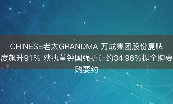CHINESE老太GRANDMA 万成集团股份复牌一度飙升91% 获执董钟国强折让约34.96%提全购要约