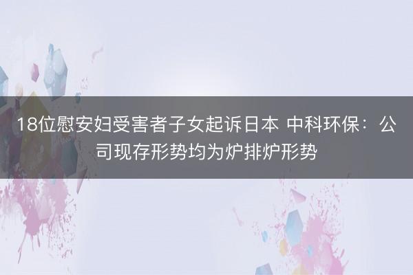 18位慰安妇受害者子女起诉日本 中科环保:公司现存形势均为炉排炉形势