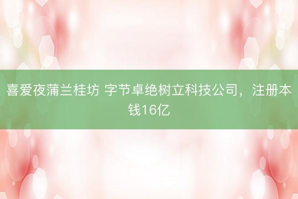 喜爱夜蒲兰桂坊 字节卓绝树立科技公司，注册本钱16亿