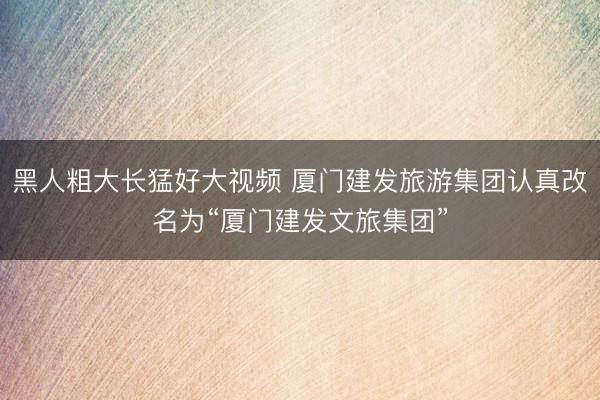 黑人粗大长猛好大视频 厦门建发旅游集团认真改名为“厦门建发文旅集团”