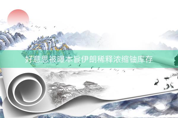 好意思被曝本旨伊朗稀释浓缩铀库存