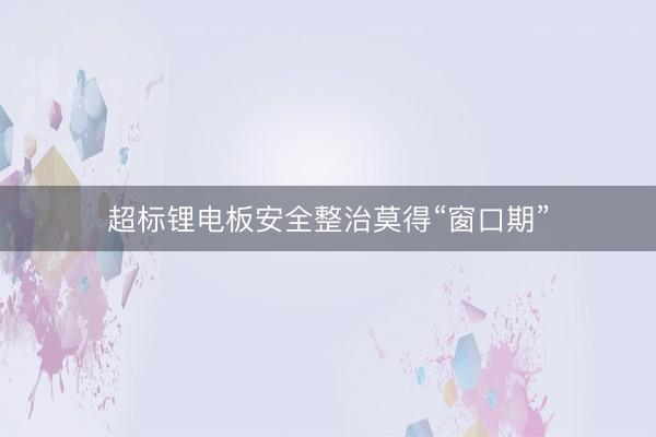 超标锂电板安全整治莫得“窗口期”